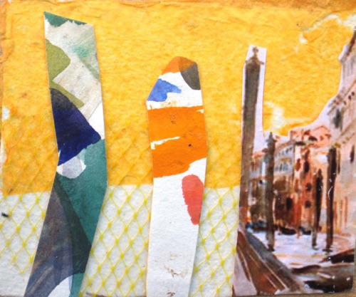 Venice Pylons; 
Collage, 2011; 
3.75 x 4.5 in.